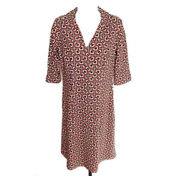 jude Connally Geo Print Michelle Sheath Dress S - Picture 1 of 7